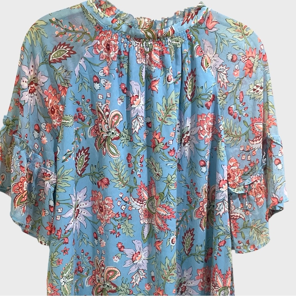 Loft Garden Ruffle Neck Chiffon Style Size Large - Picture 7 of 12